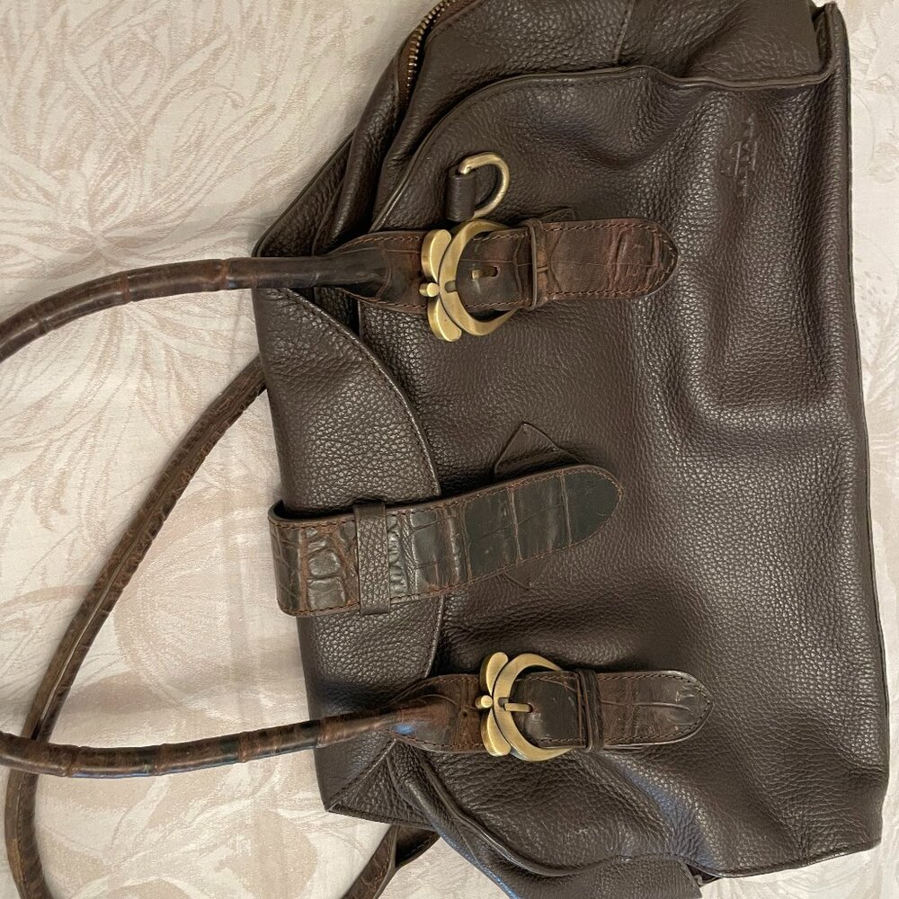 Barbara Milano Brown Leather Bag, Made In Italy